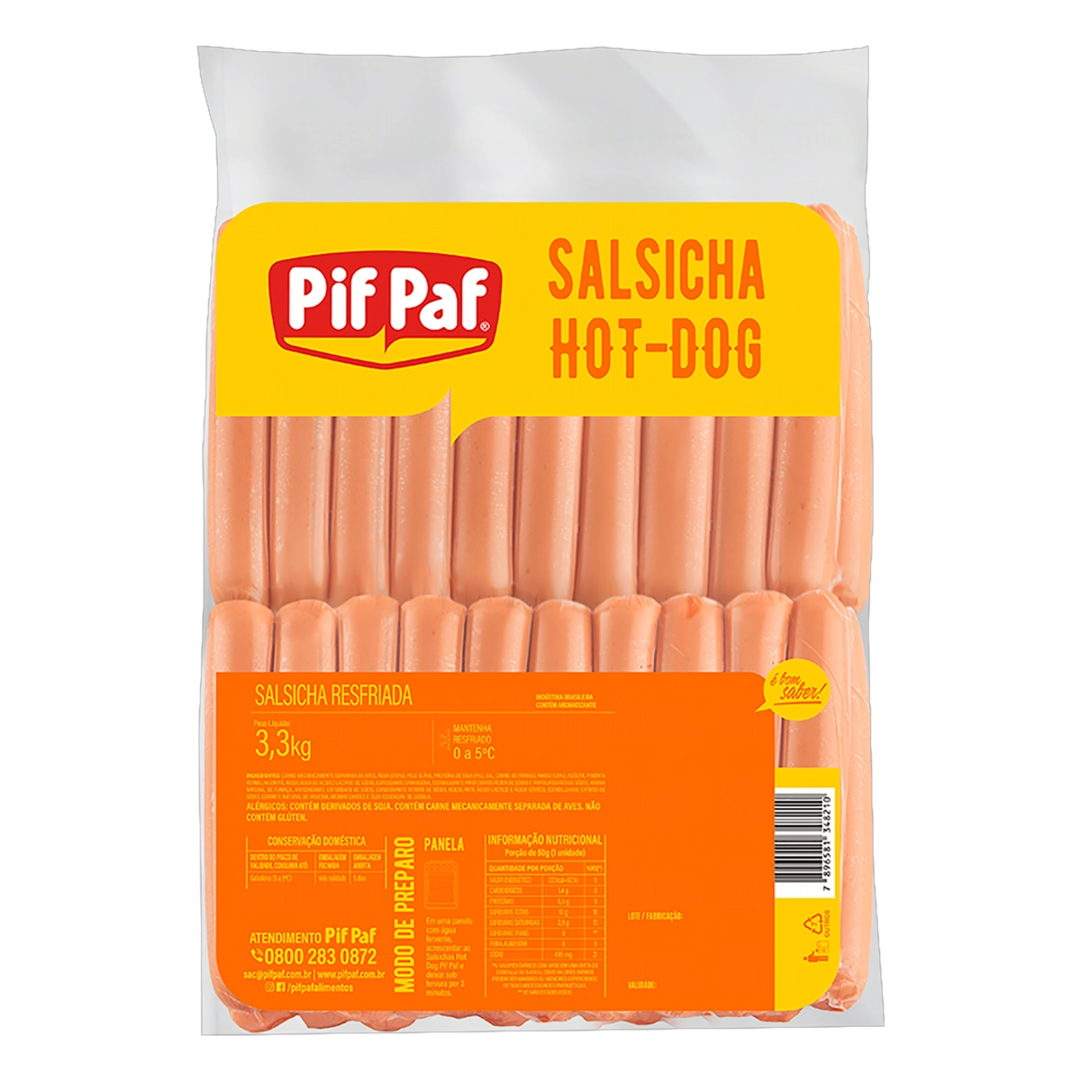 Salsicha Hot Dog Resfriada Pif Paf 3,3kg