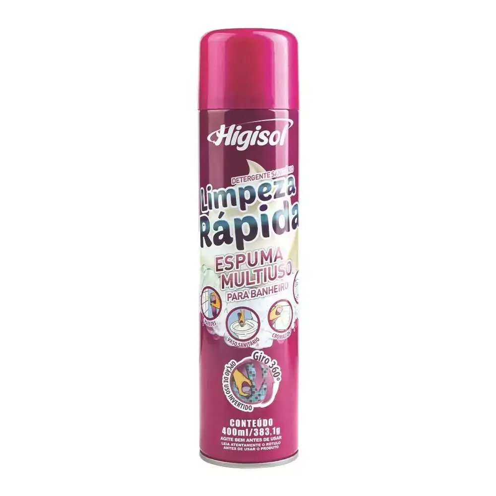 Espuma Multiuso Aerosol Limpeza Rápida 400ml Higisol 2050032