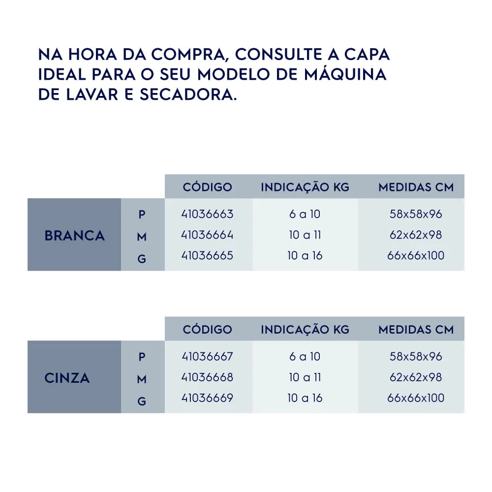 Capa Para Máquina De Lavar Electrolux Branca 10kg A 16kg Tamanho G
