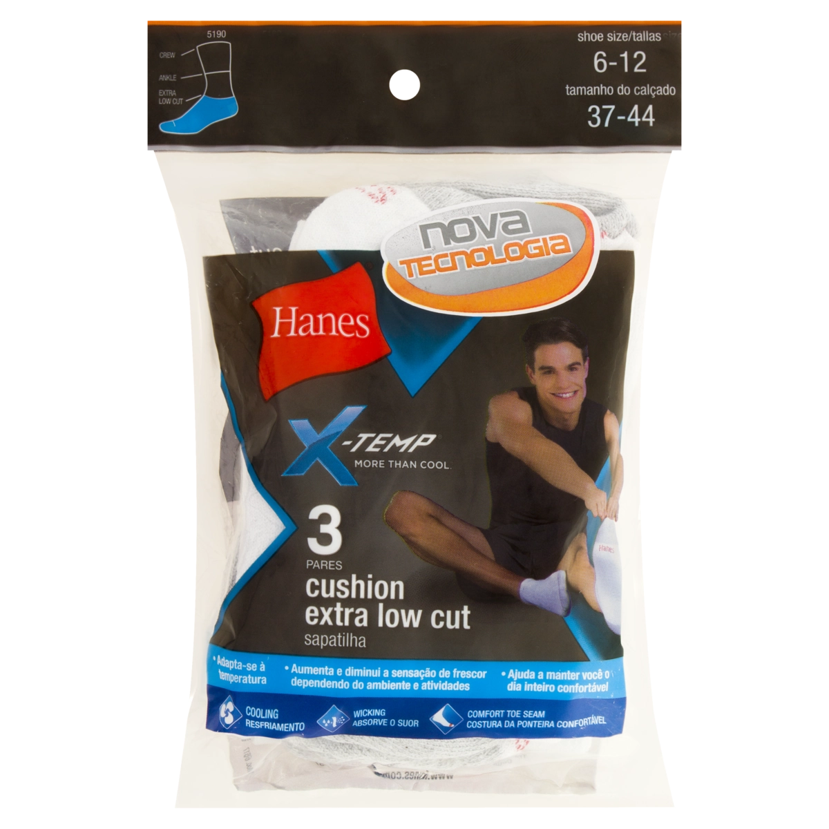 Kit Com 3 Pares De Meias Invisíveis HANES Branca 37/44