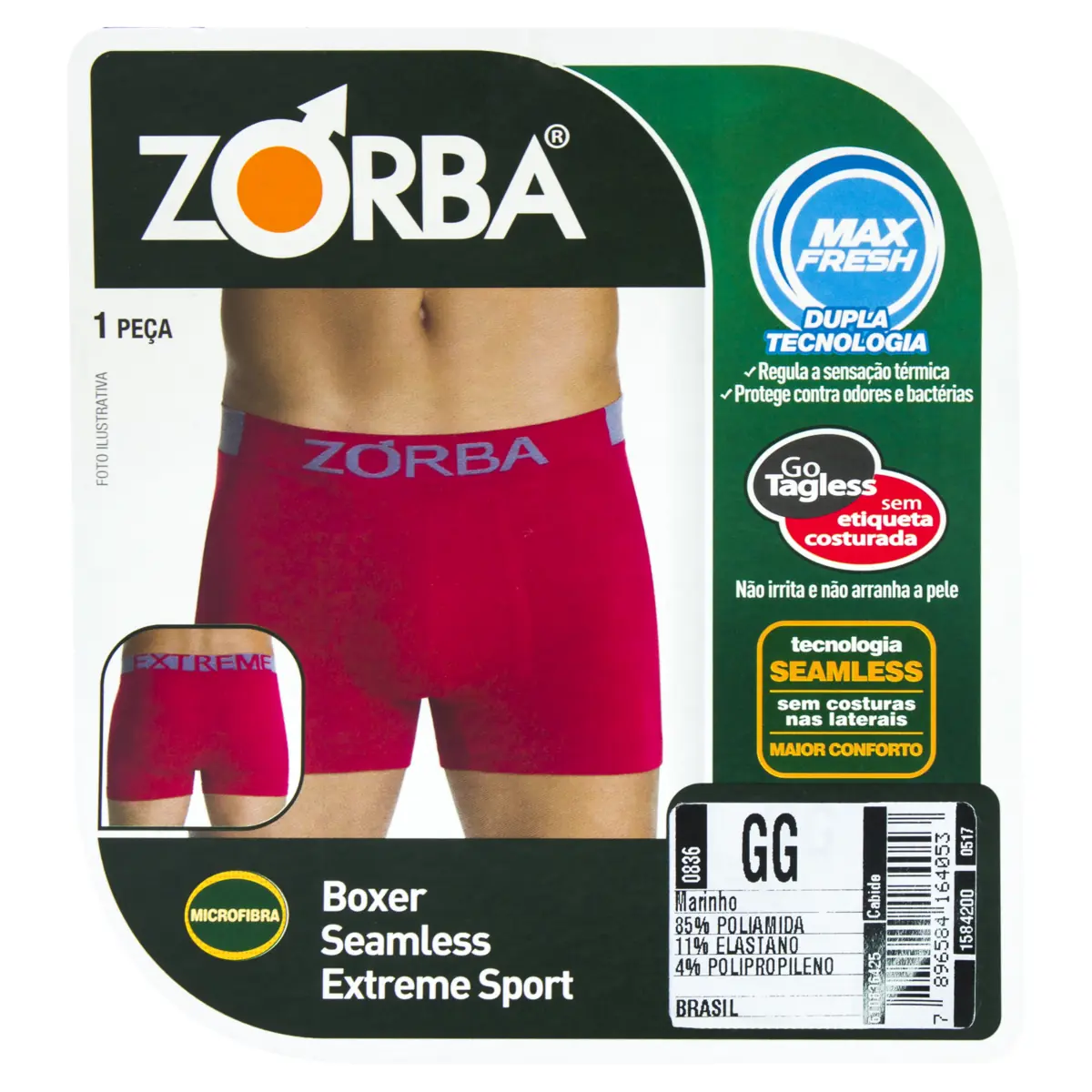Cueca Boxer Marinho Seamless Extreme Sport Zorba Tamanho Gg