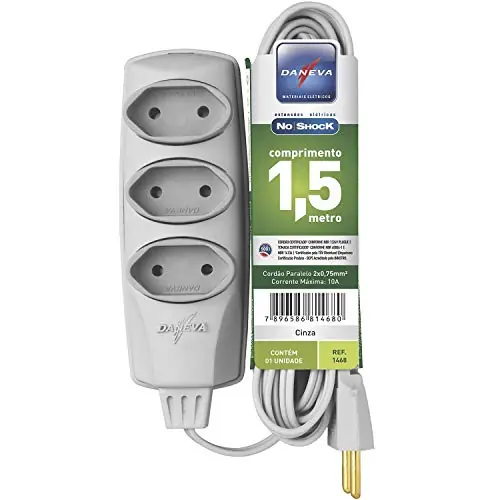 Extensão No Shock Cinza, 1,5 M, Bivolt E 10 A 1468 Daneva