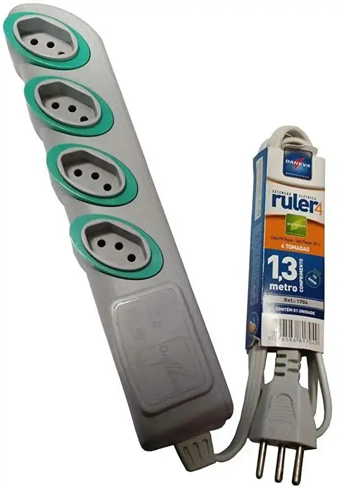 Extensao Daneva Ruller 10a/250v 1,3mts Cinza