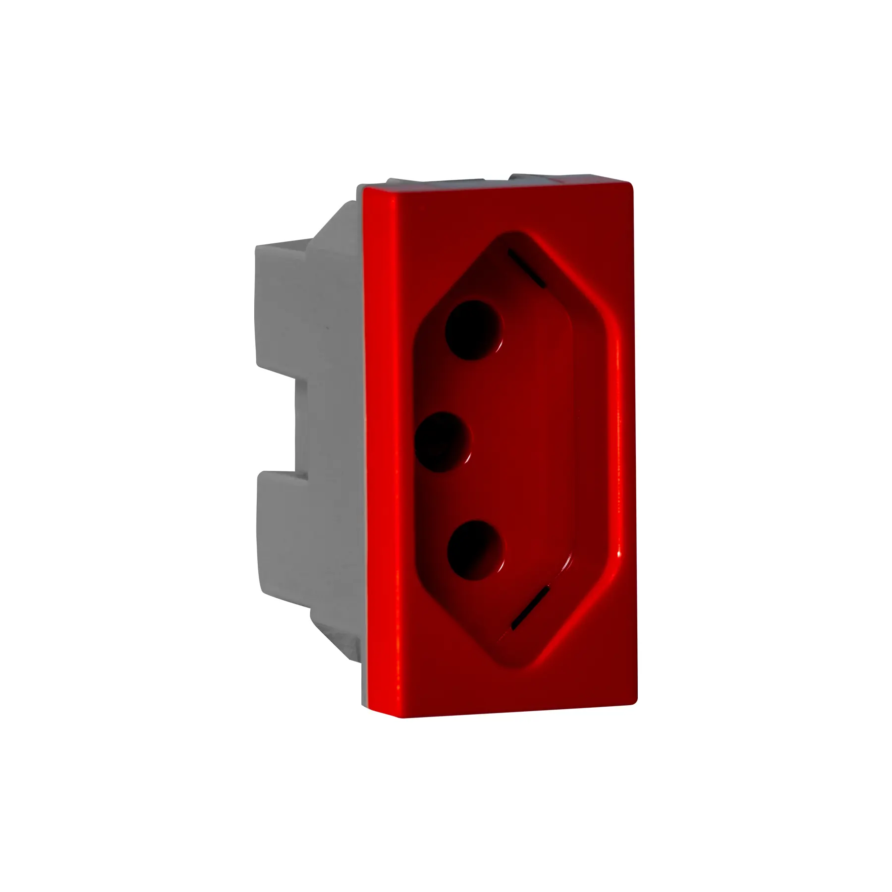Módulo Tomada Energia 2P+Terra 20A 230V Vermelho Matix Go