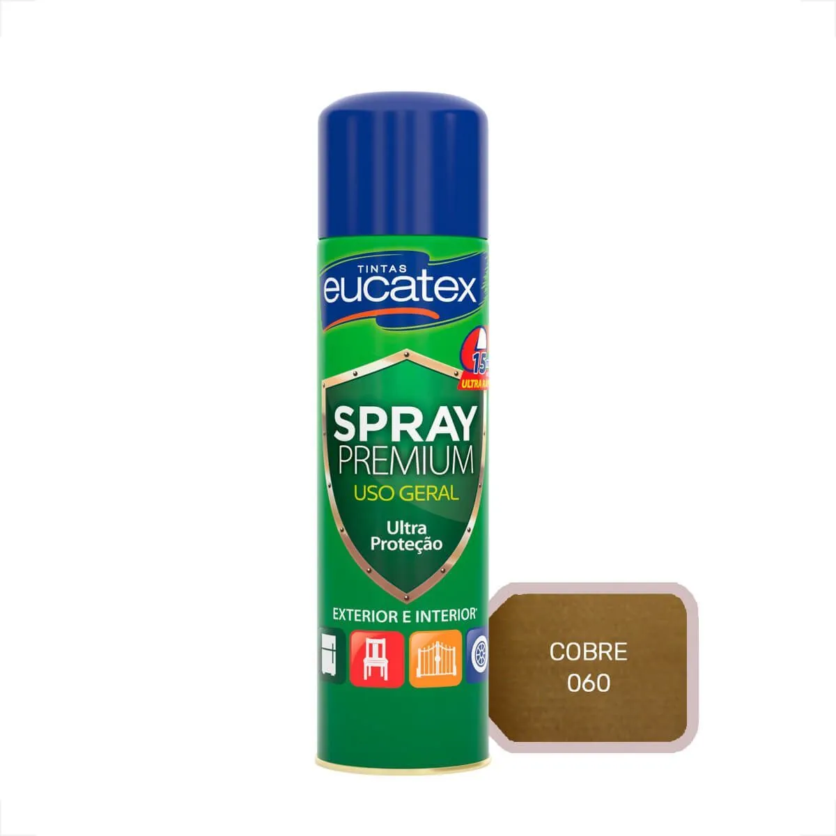 Tinta Spray Premium Metalizado Eucatex Cobre 400ml