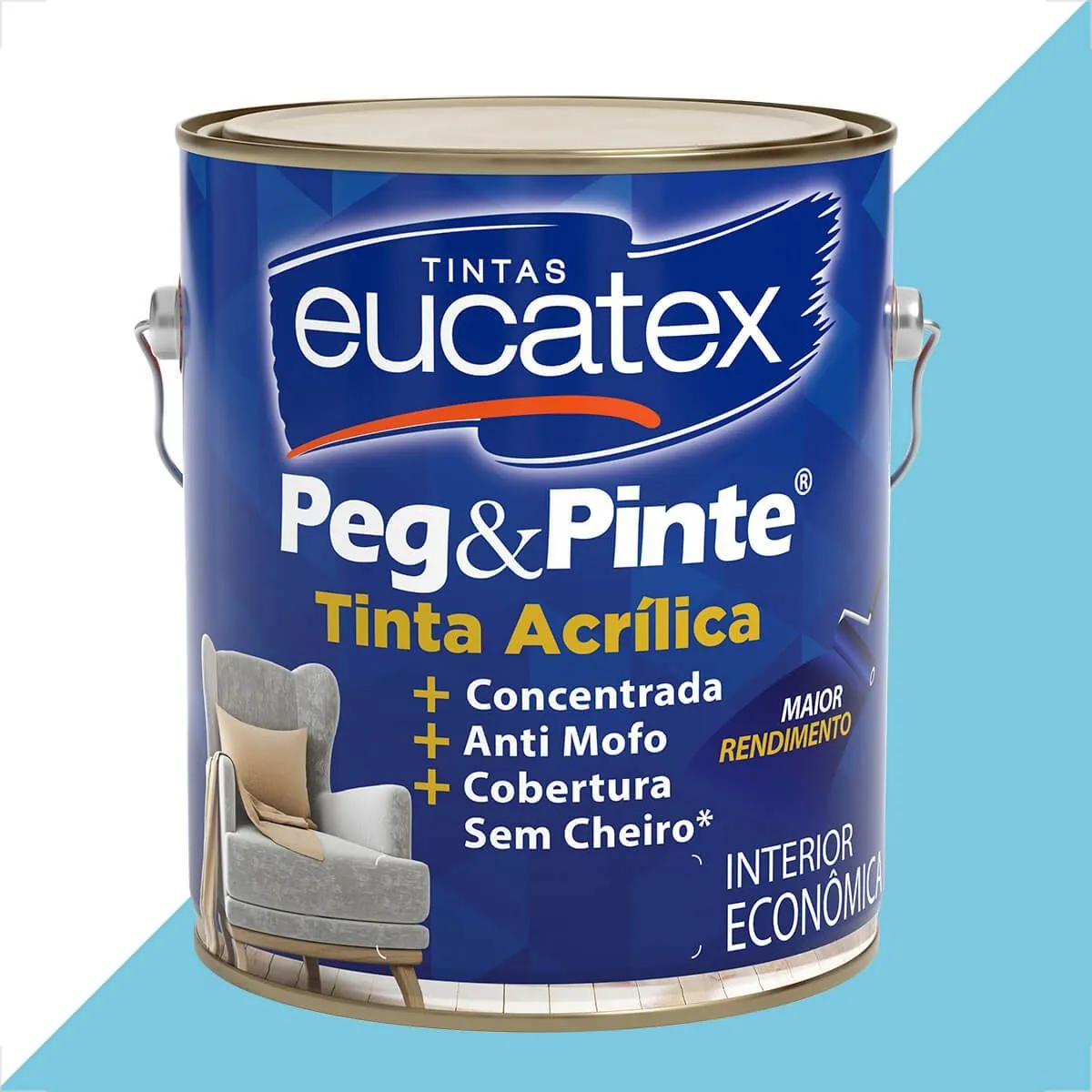 Tinta Latex Eucatex Peg Pinte Acrilico Azul Ilheus 3600ml