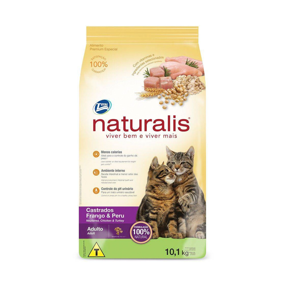 Ração Naturalis Gatos Castrados Frango e Peru 3kg