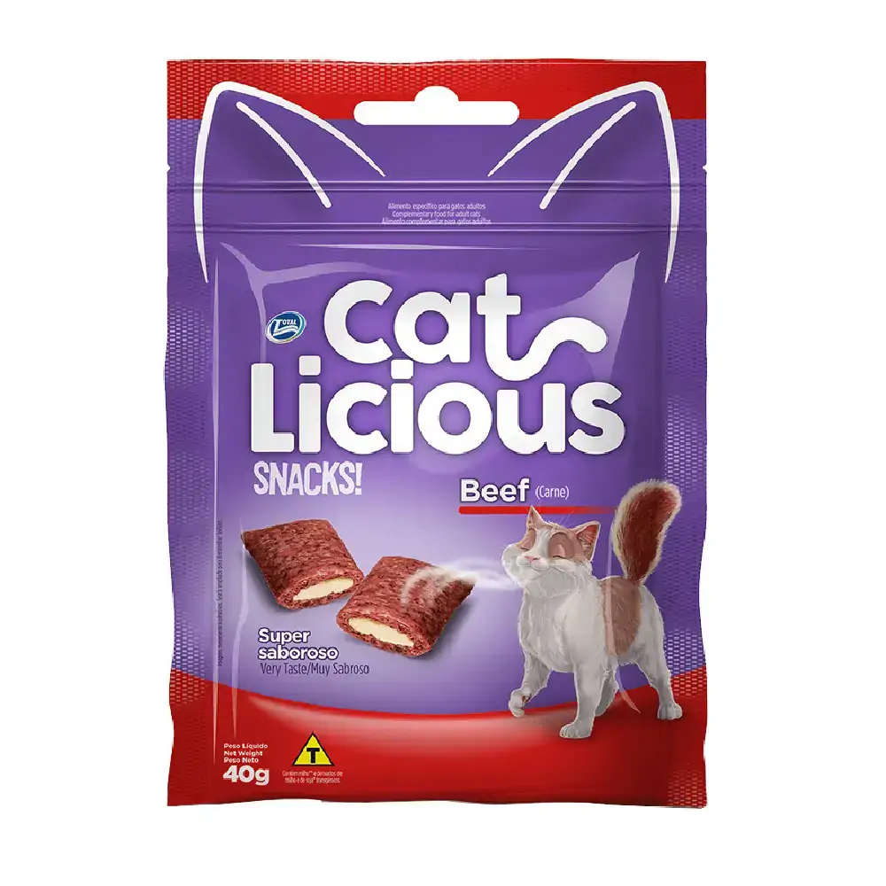 Snack Cat Licious Para Gatos Beef 40g