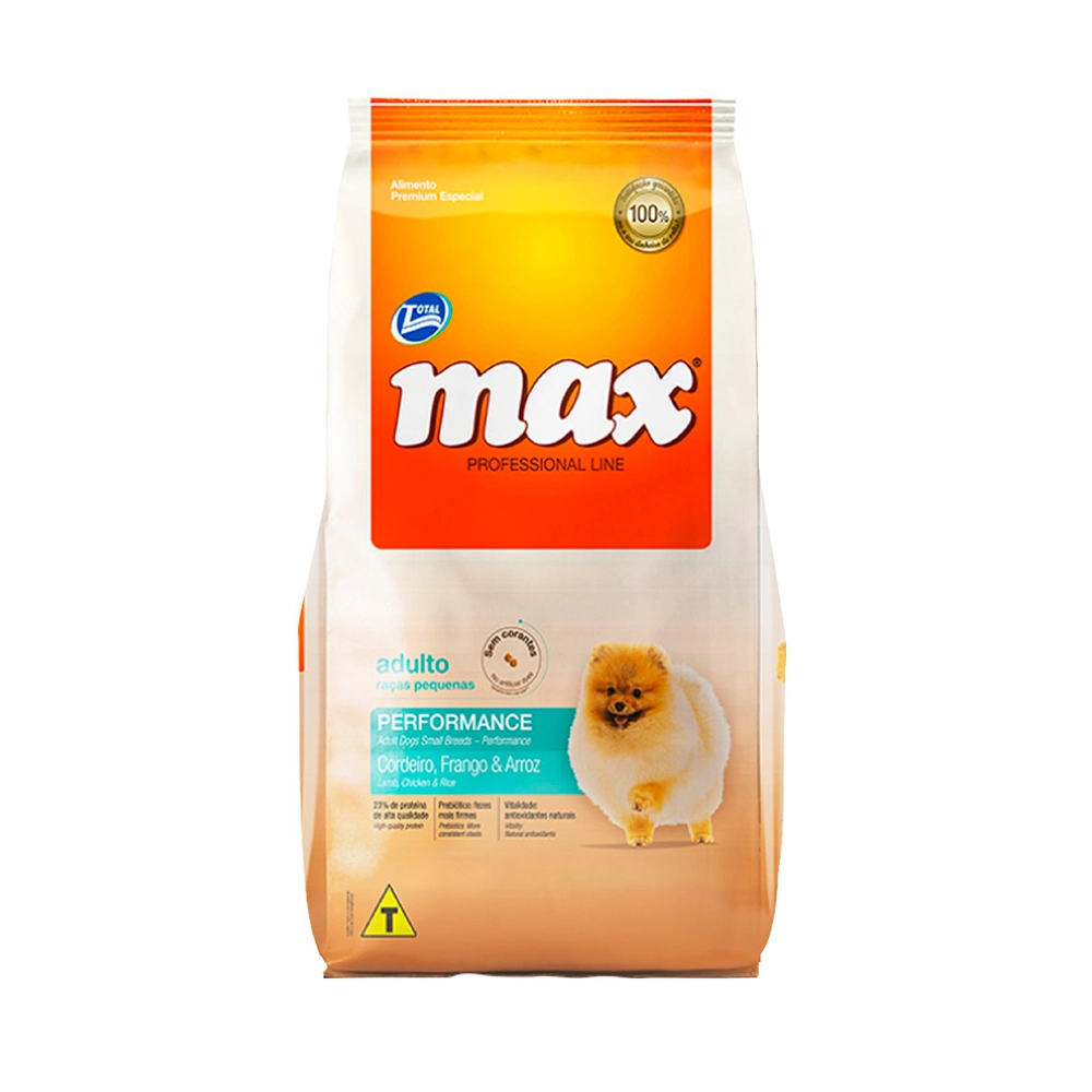 Ração Max Cães Adultos Raças Pequenas Cordeiro, Frango e Arroz 2kg