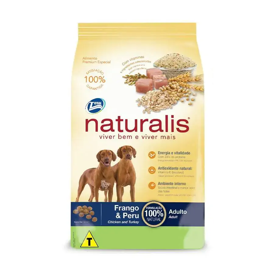 Ração Naturalis Para Cães Adultos Sabor Frango E Peru 20kg