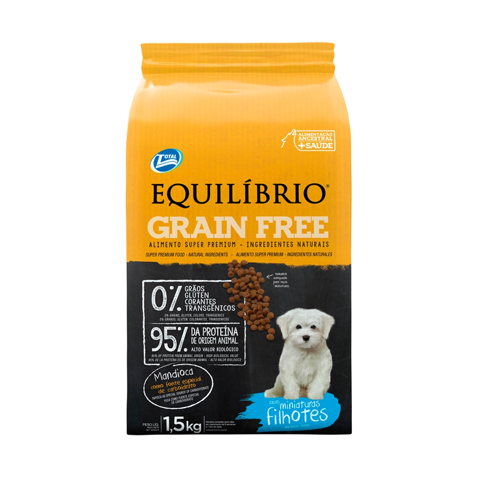 Ração Equilíbrio Grain Free Cães Filhotes Miniatura 1,5kg