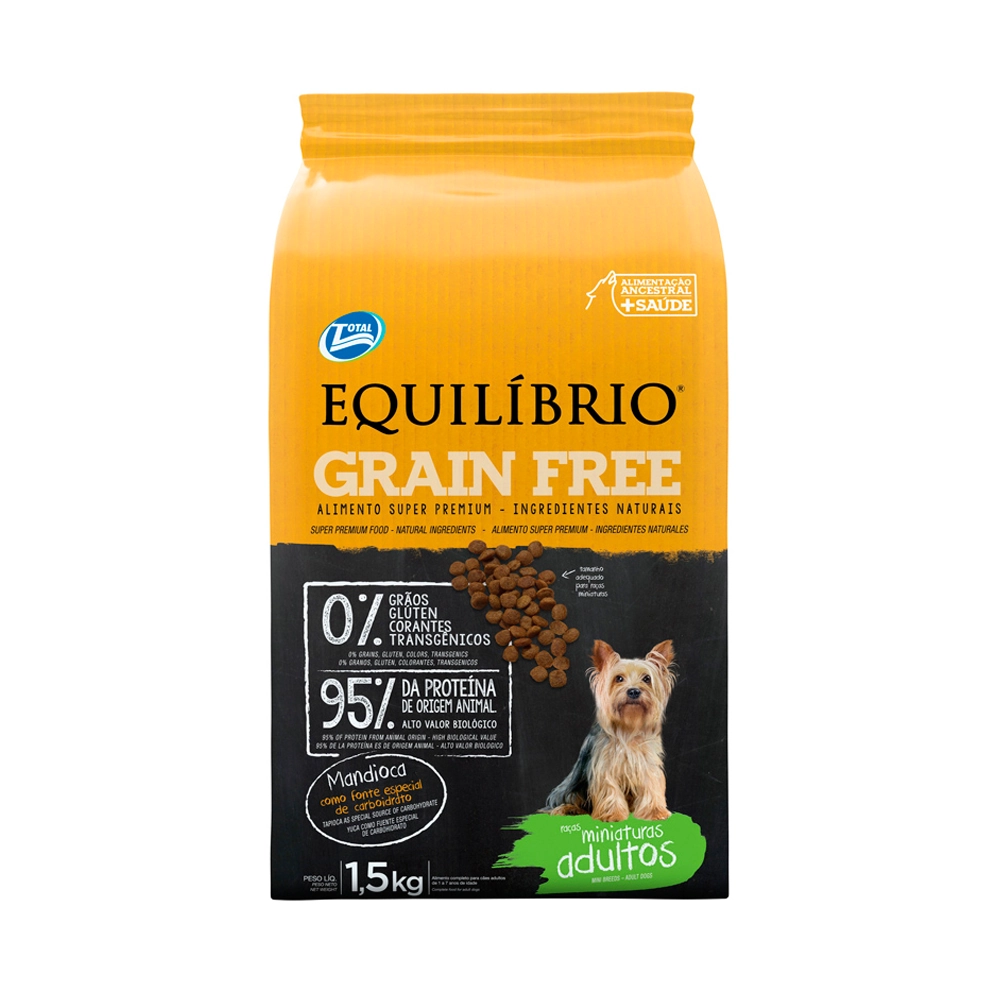 Ração Equilíbrio Grain Free Cães Adultos Miniaturas 1,5kg