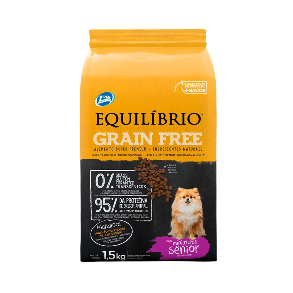 Ração Equilíbrio Grain Free Cães Sênior Miniaturas 1,5kg