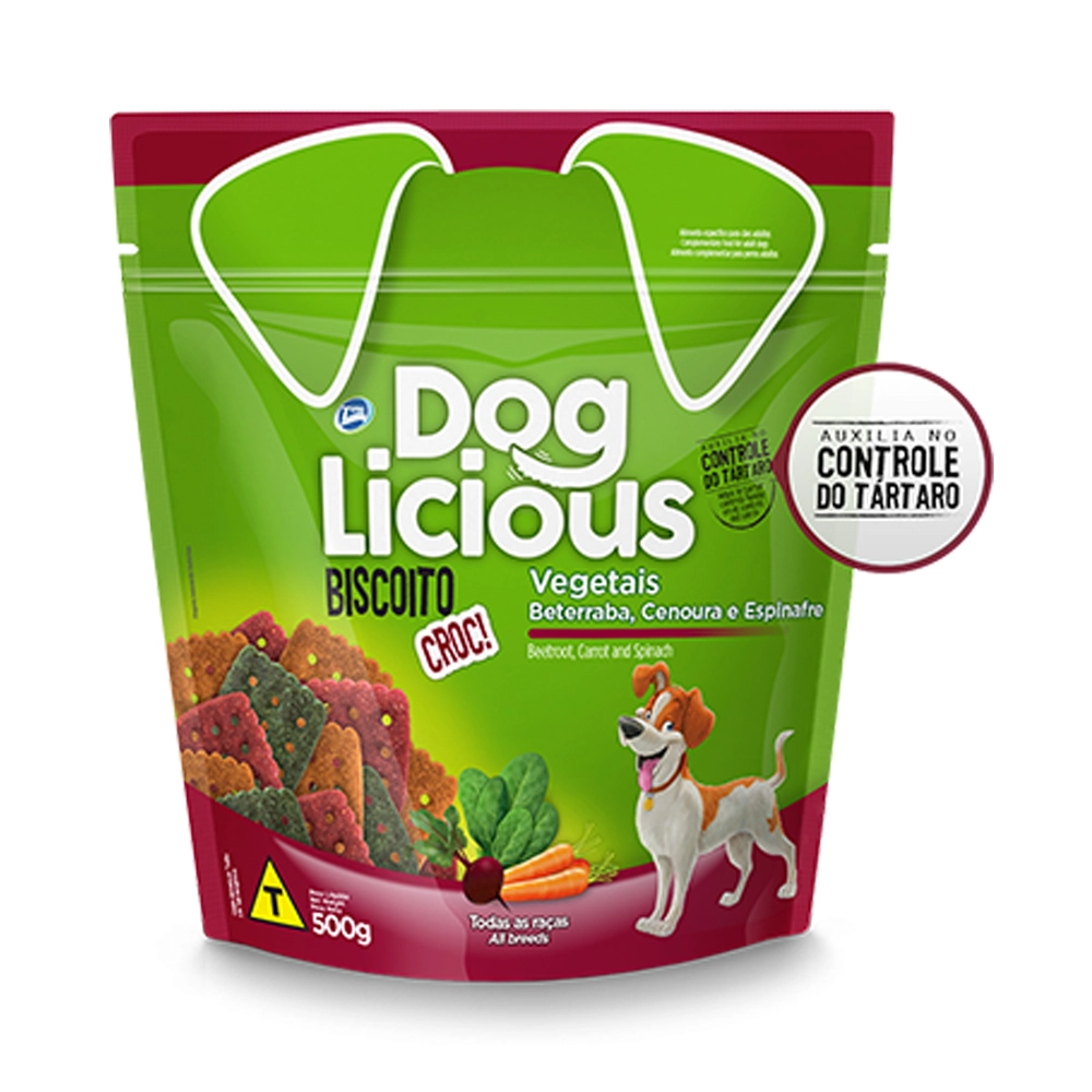Biscoito Dog Licious Para Cães Sabor Vegetais 500g
