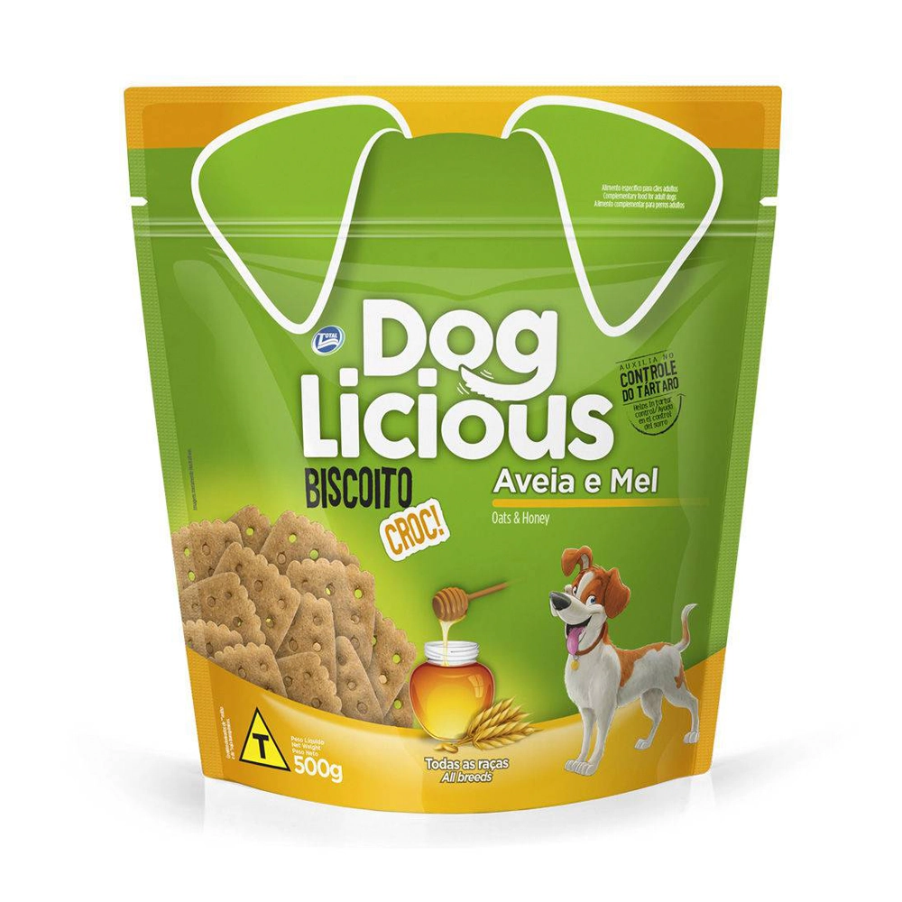 Biscoito Croc DogLicious Aveia e Mel 500g