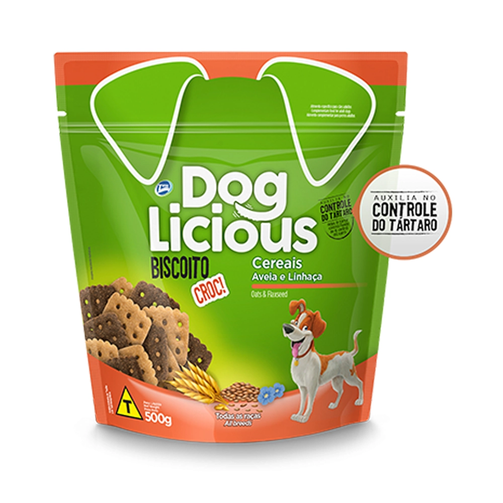 Biscoito Croc DogLicious Cereais, Aveia e Linhaça 500g