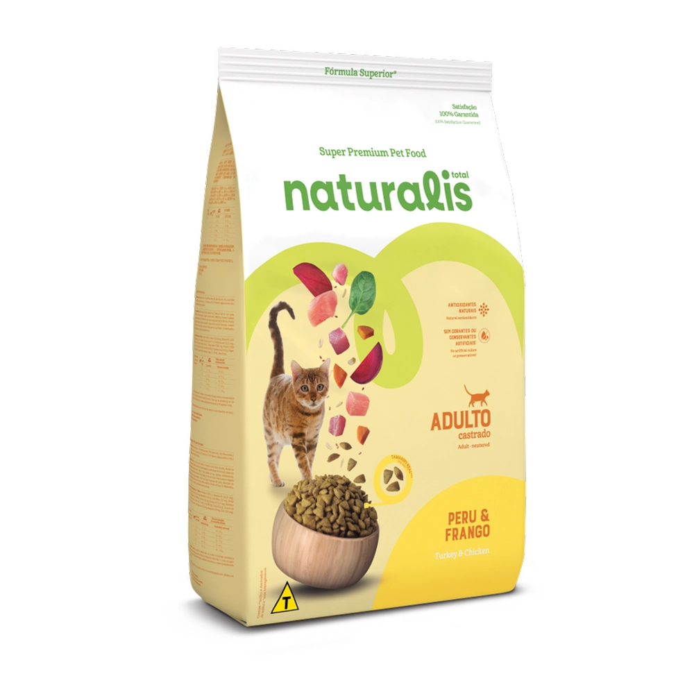 Ração Seca Naturalis Peru Frango Para Gatos Castrados 20 Kg
