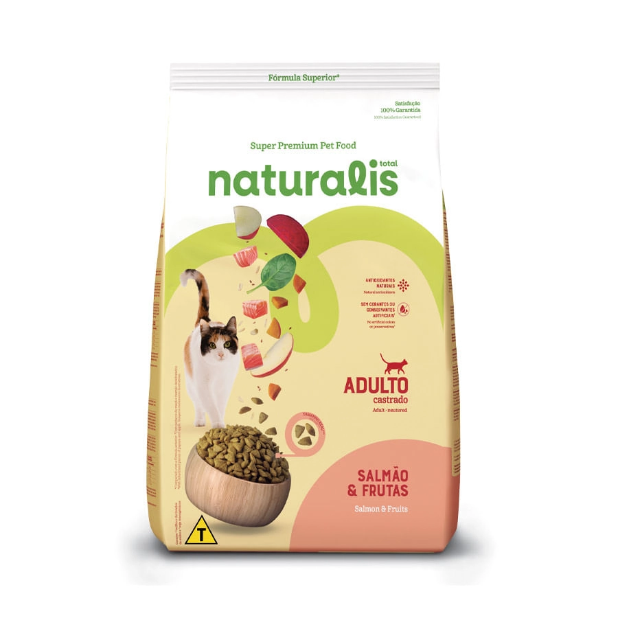 Ração Seca Naturalis Salmão Frutas Para Gatos Castrados 1.5 Kg