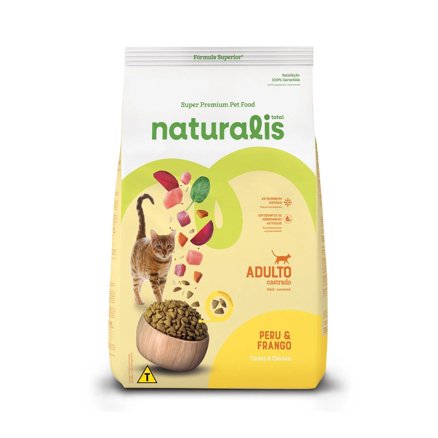Ração Seca Naturalis Peru Frango Para Gatos Castrados 7.5 Kg