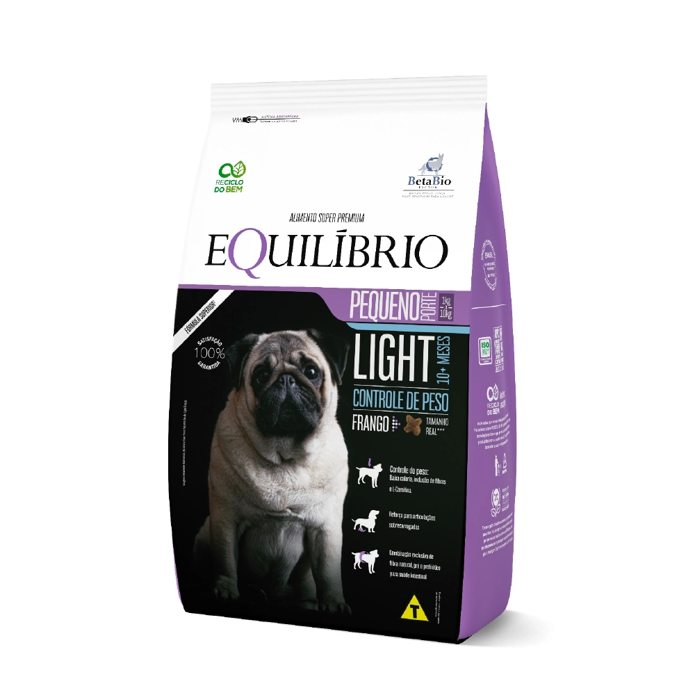 Racao Equilibrio Caes Pequeno Porte Adulto Light Frango 1kg