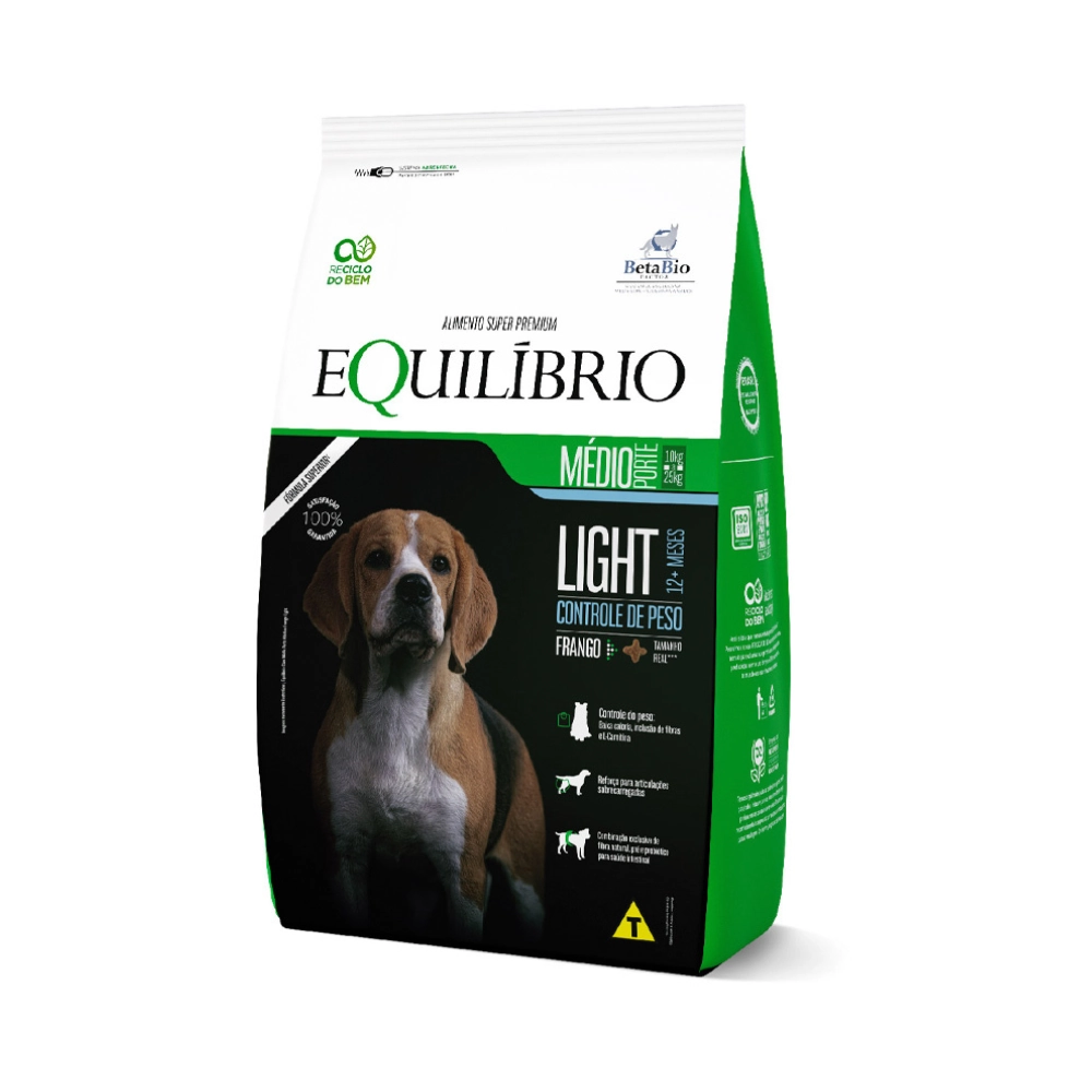 Racao Equilibrio Caes Porte Medio Adulto Light Frango 12kg
