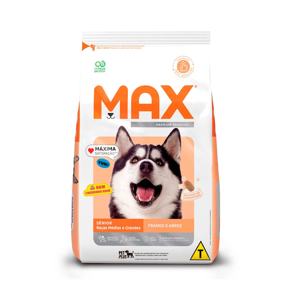Max Caes Senior Frango E Arroz 15kg