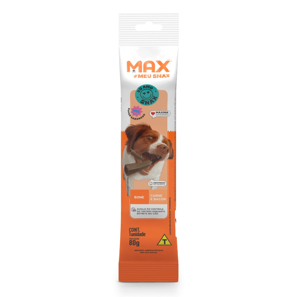 Snack Bone Para Cães Sabor Carne E Bacon Max 80g