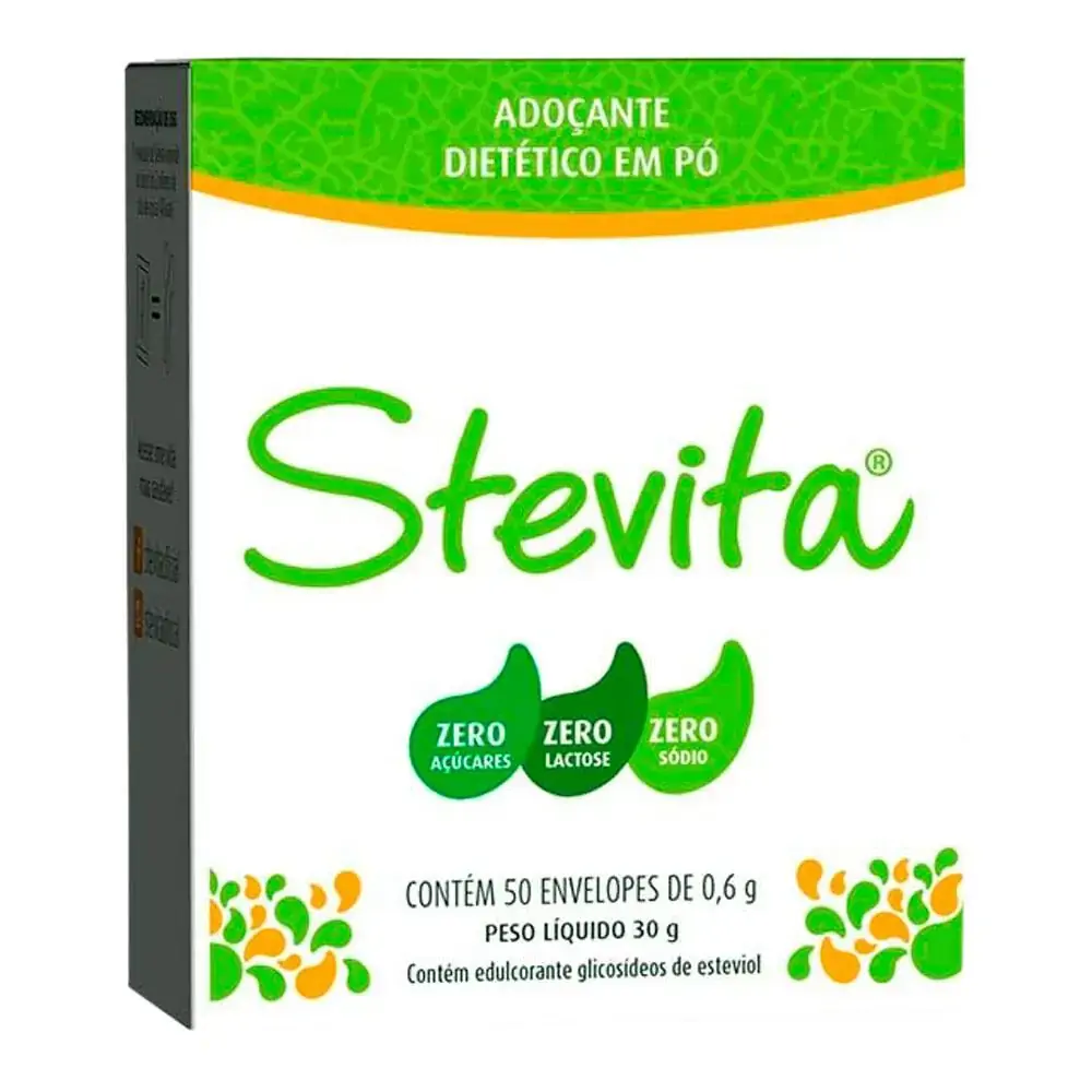Adoçante Stevia Em Pó Stevita 50 Sachês De 0,8g