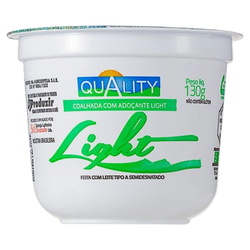 Coalhada Parcialmente Desnatada Com Adoçante Light Quality Pote 130g