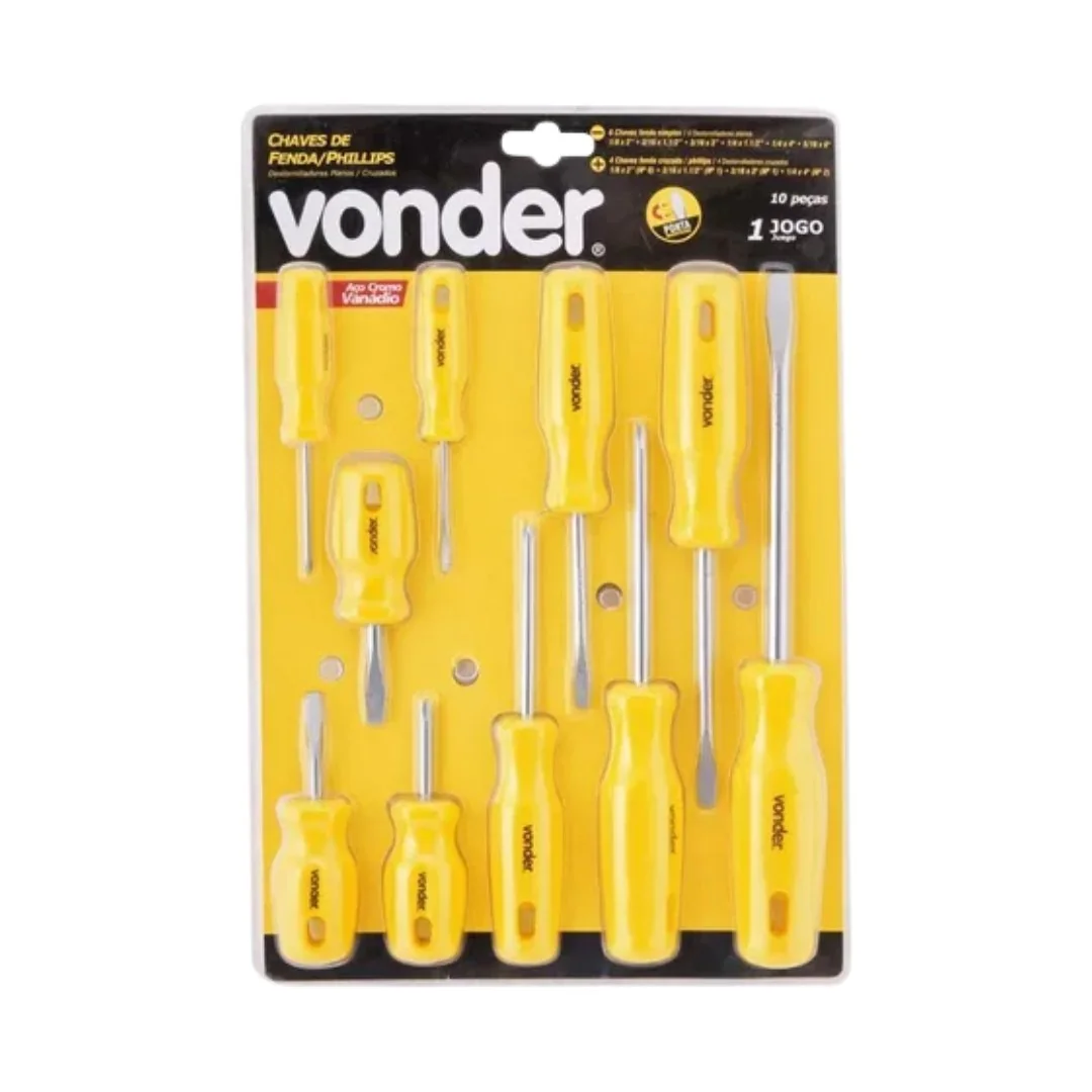 Kit De Chave Fenda/phillips Com 10 Peças - Vonder