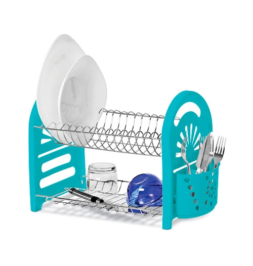 Escorredor Mimo Duplo C Porta Talher Azul 322 6 Niquelart