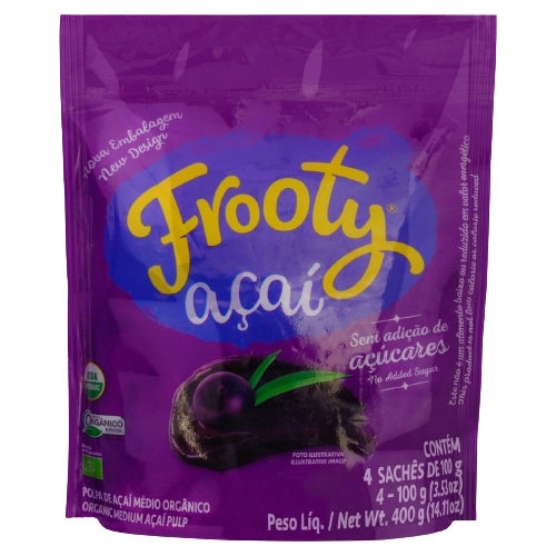 Polpa De Fruta Orgânica Açaí Frooty Sachê 400g 4 Unidades