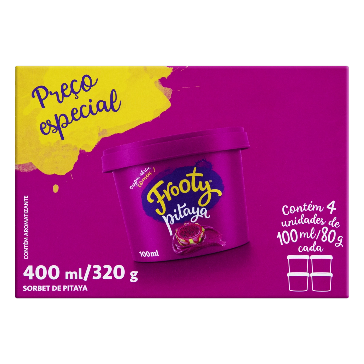 Pack Sorbet Pitaya Frooty Caixa 400ml 4 Unidades