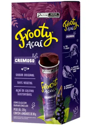 Creme De Frutas Açaí Com Guaraná Original Frooty Caixa 320g 4 Unidades