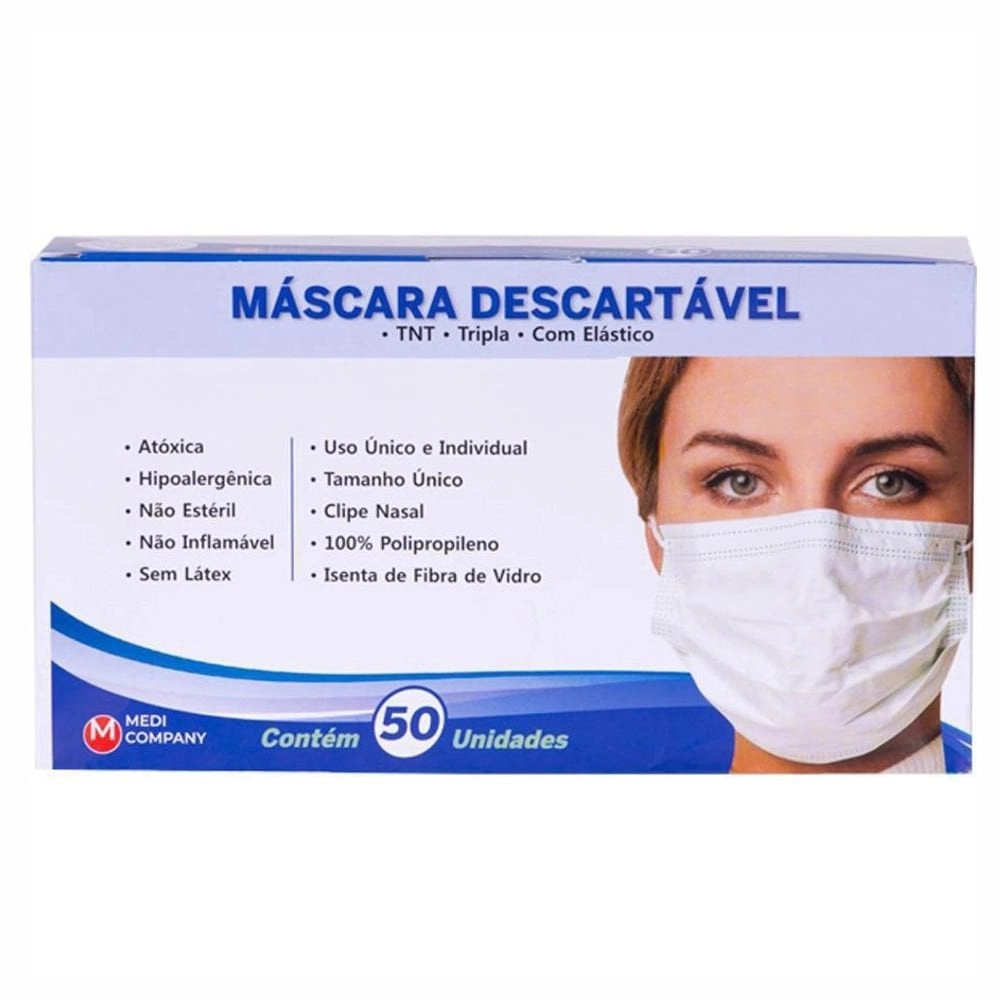 Mascara Desc Tripla Cirurgica Adulta 50un Branco