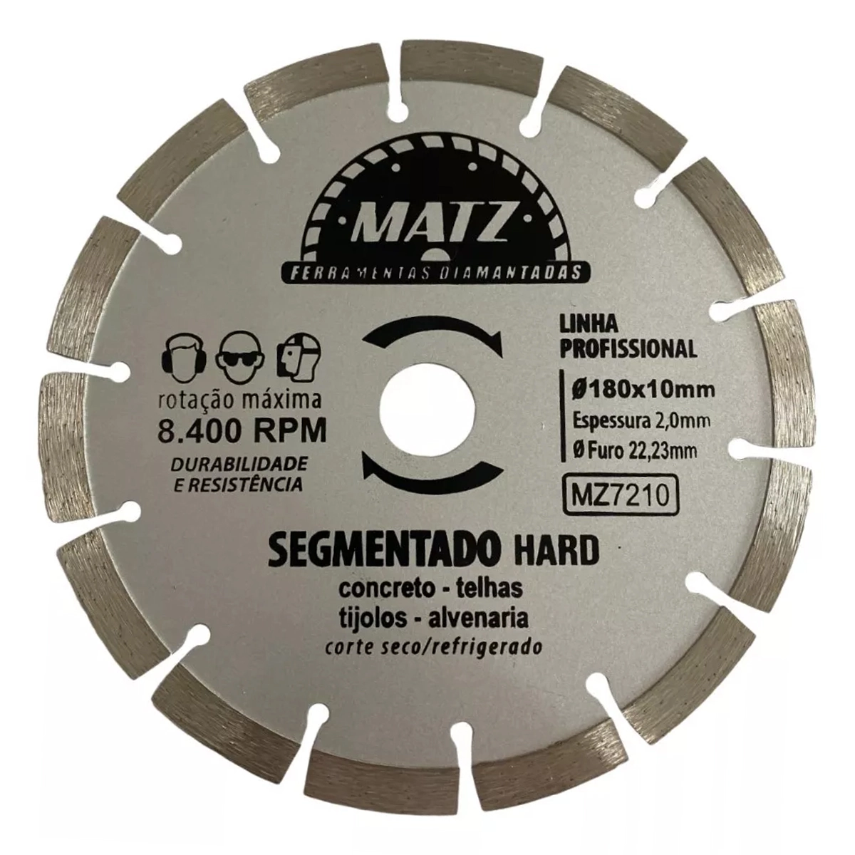 Disco Corte Diamantado Segmentado Hard 180x22,23mm Matz