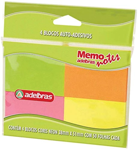 Post It Neon 38x45mm Adelbras