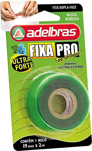 Fita Dupla Face Massa Acrílica Uso Interno e Externo 19mmx2m 1 UN Adelbras
