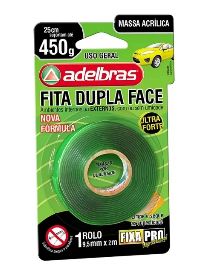 Fita Dupla Face Massa Acrilica 9.5mmx2m 0815000015 Adelbras