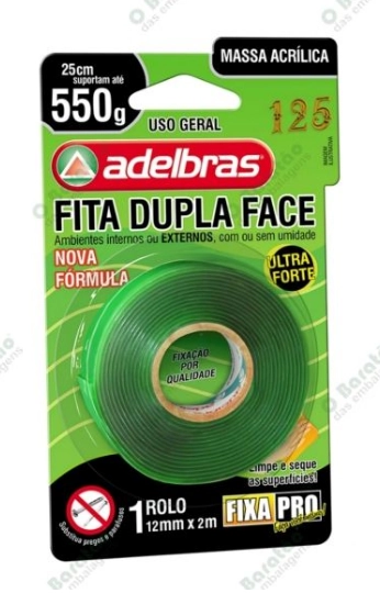 Fita Dupla Face Massa Acrilica 12mmx2m 0815000016 Adelbras