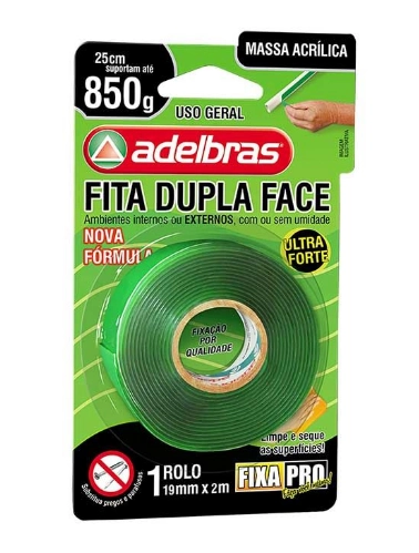 Fita Dupla Face Fixa Pro Massa Acrilic 19mmx2m Unidade 0815000017 Adelbras