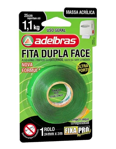 Fita Dupla Face Massa Acrilica 24mmx2m 0815000018 Adelbras