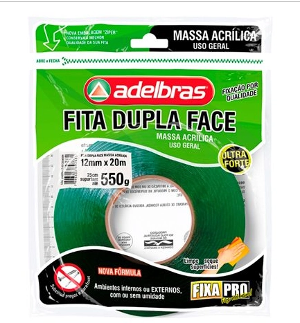 Fita Dupla Face Massa Acrilica 9.5mmx20m 0815000019 Adelbras