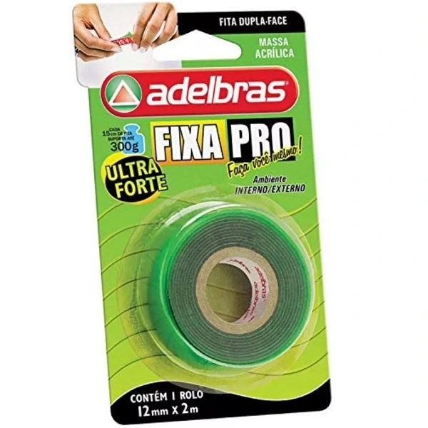 Fita Dupla Face Fixa Pro Massa Acrilic 12mmx2m Adelbras 118897