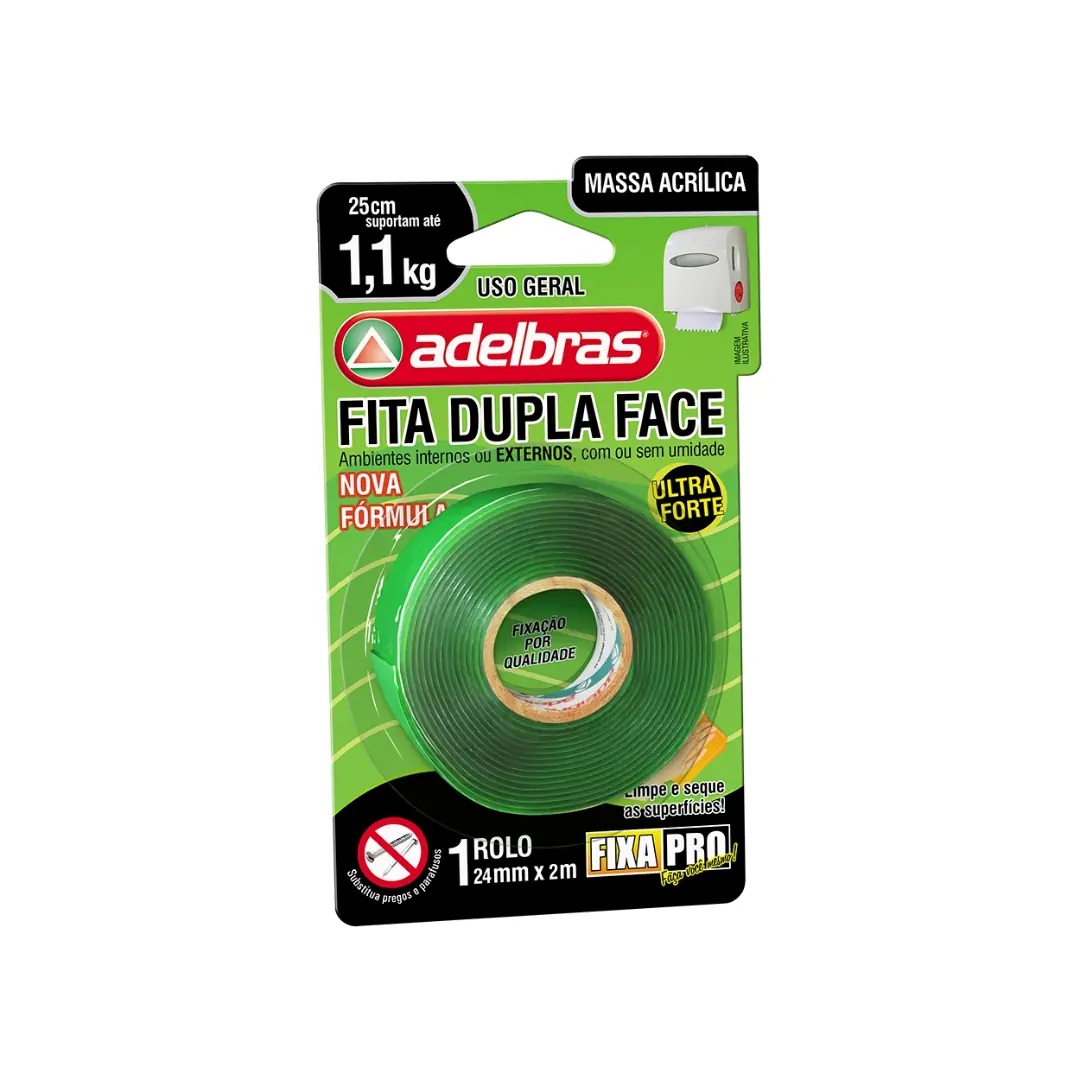 Fita Dupla Face Fixa Pro Massa Acrilic 24mmx2m Adelbras 118899