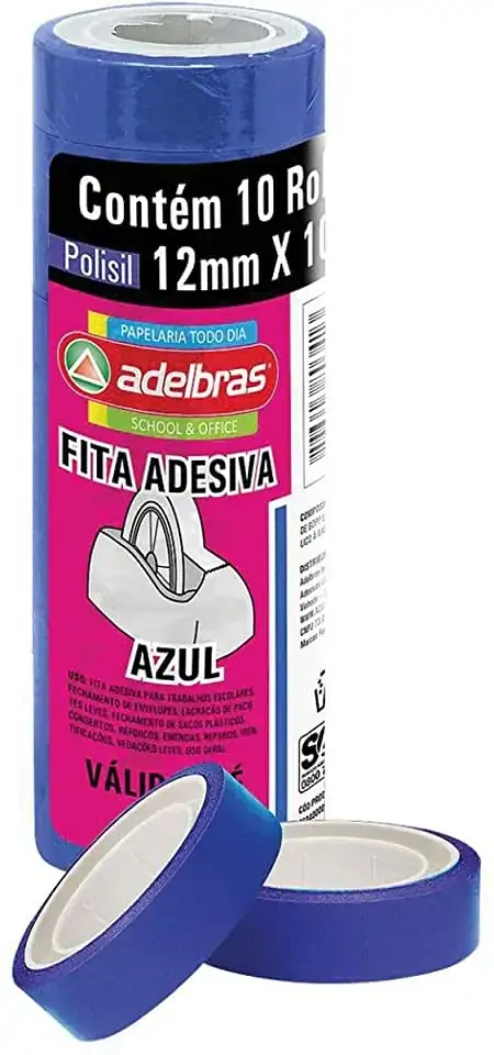 Fita Adesiva Adelbras Azul 12mmx10m