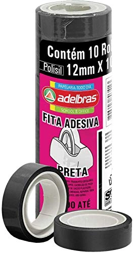 Fita Adesiva Adelbras Preto 12mmx10m