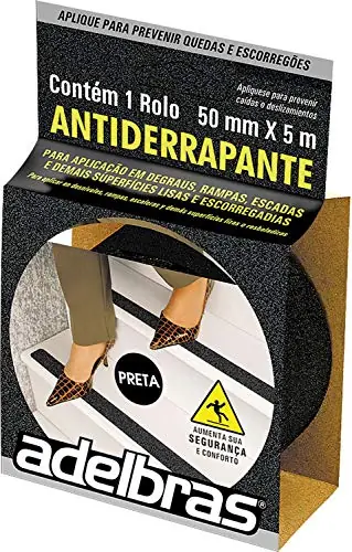 Fita Antiderrapante Adesiva Preta 50mmx05m Adelbras