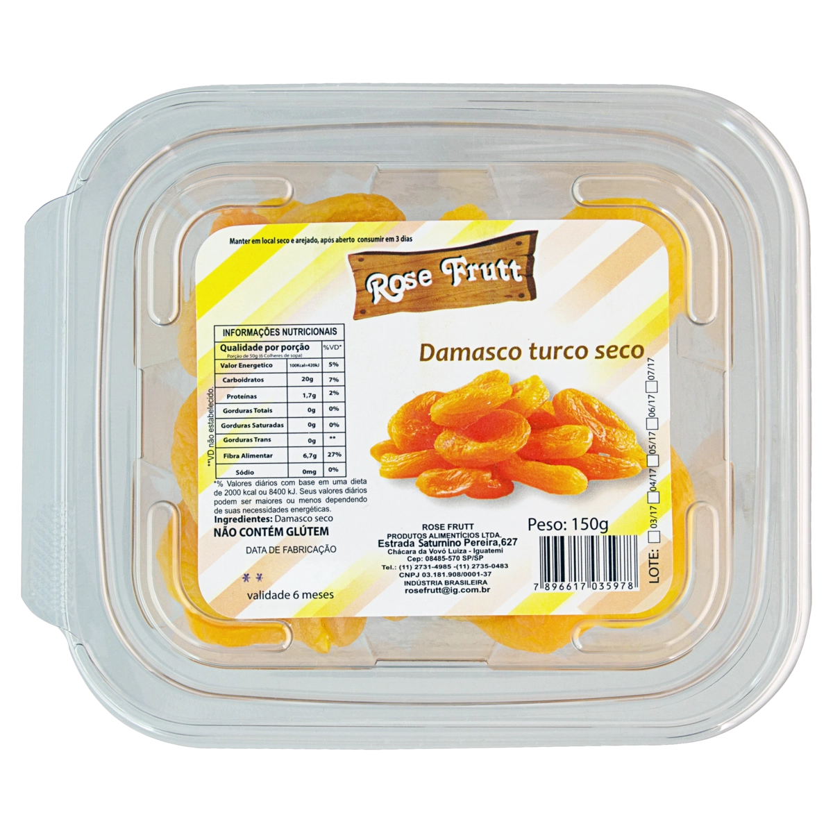 Damasco Turco Seco Rose Frutt Pote 150g
