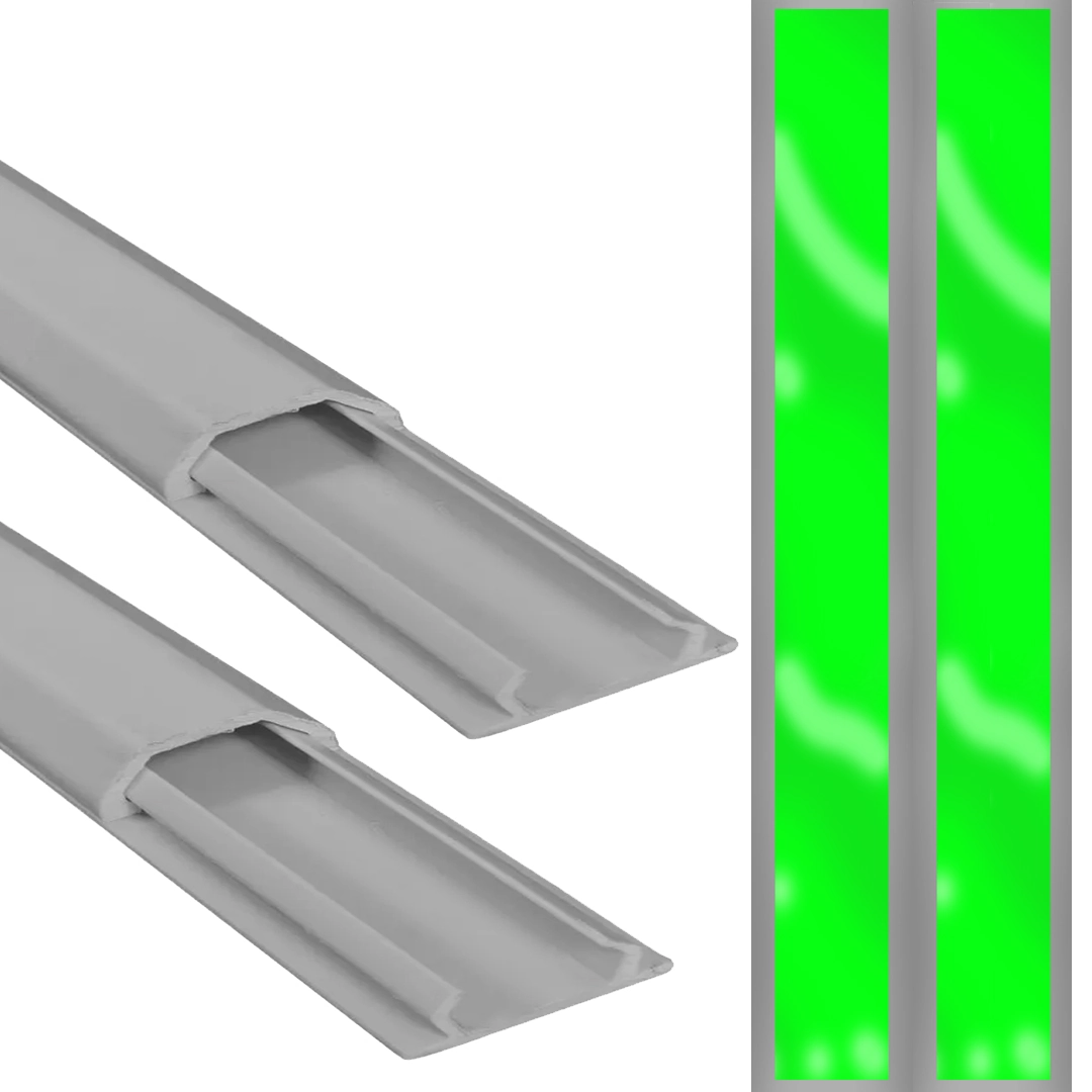 Kit 2 Canaletas De Piso 50x20 2mts +dupla Face Cinza Elesys